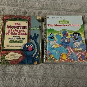 Bundle of 2 Sesame Street Monster Themed A Little Golden Books
